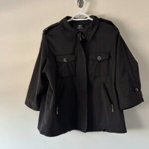 Trenz Women By Theresa Renz Black Spring Light Jacket Plus Size 1X
